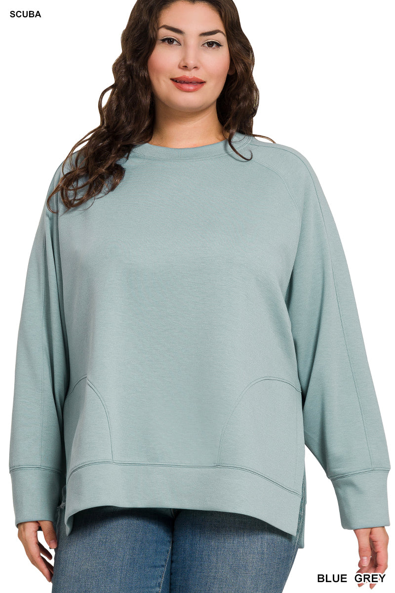 Curvy Scuba Side Slit Sweatshirt