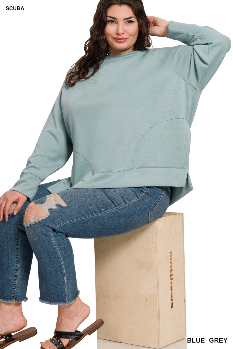 Curvy Scuba Side Slit Sweatshirt