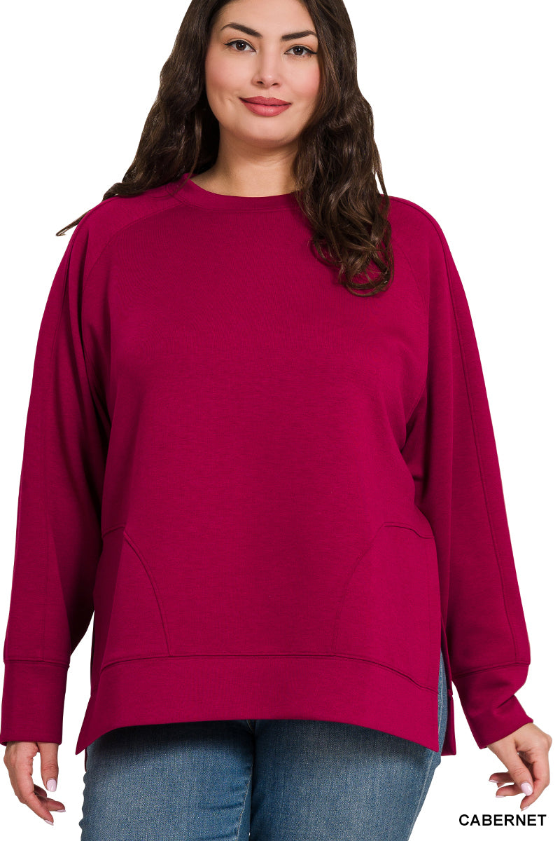 Curvy Scuba Side Slit Sweatshirt