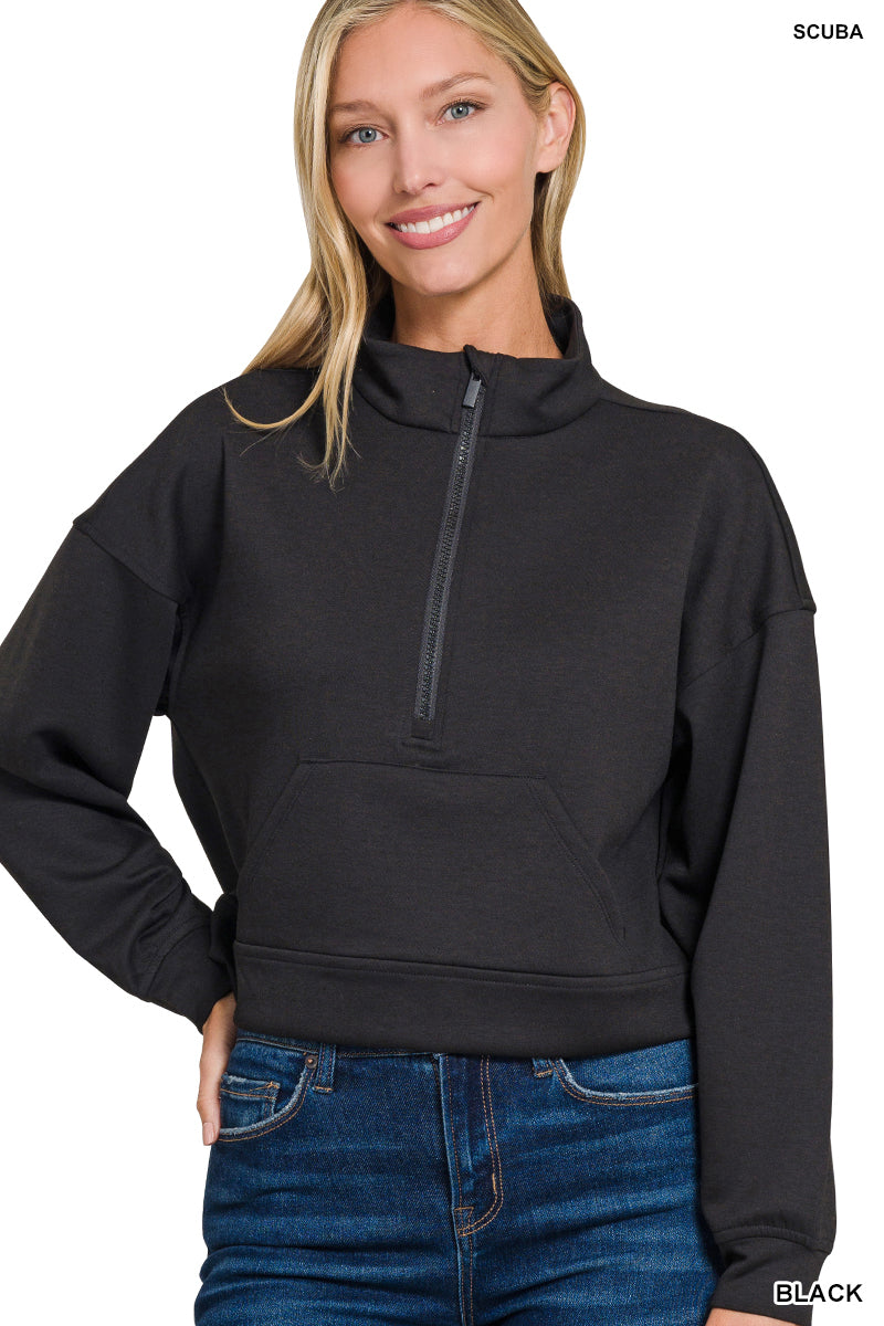 Scuba Cropped Half Zip Sweatshirt