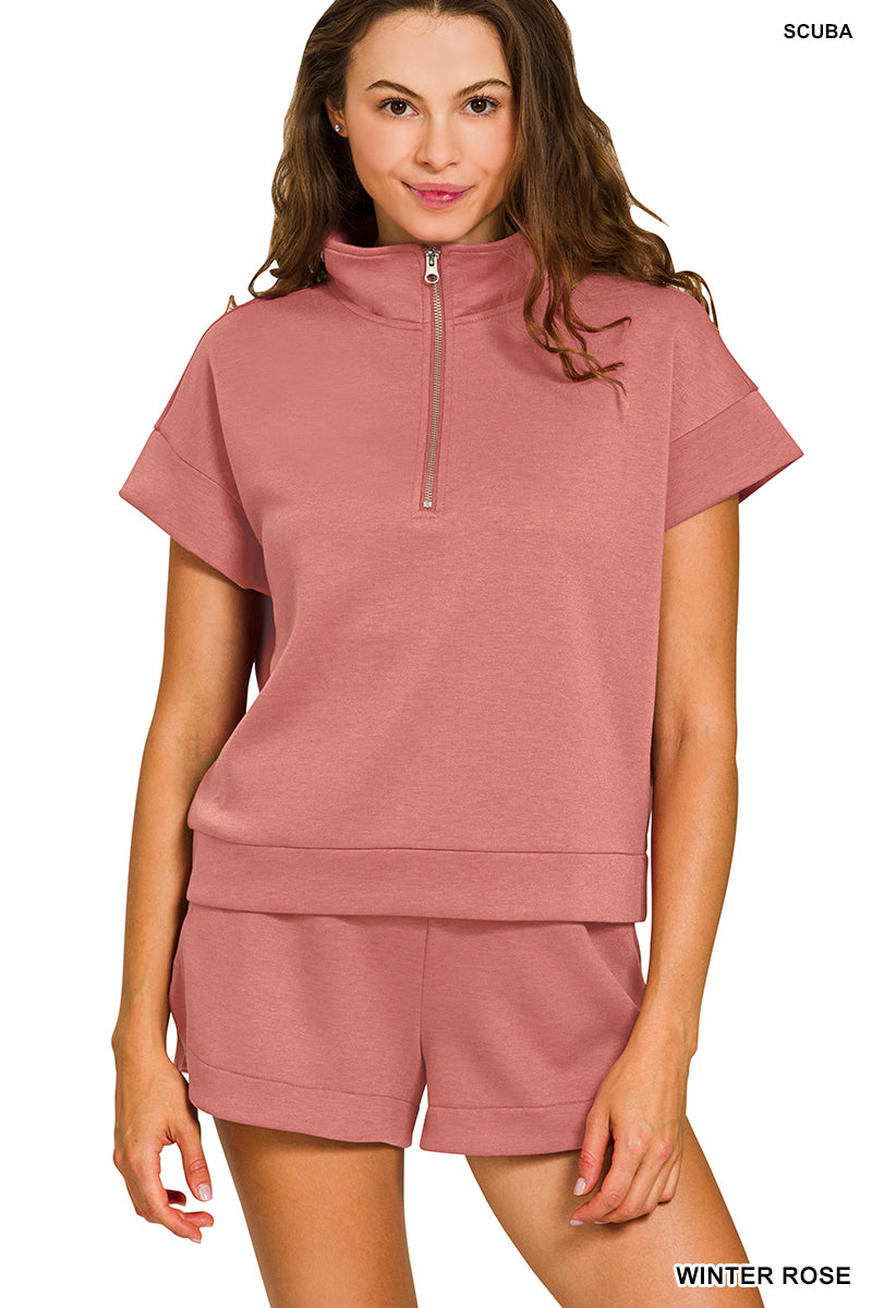 Scuba Short Sleeve Half Zip and Short Set