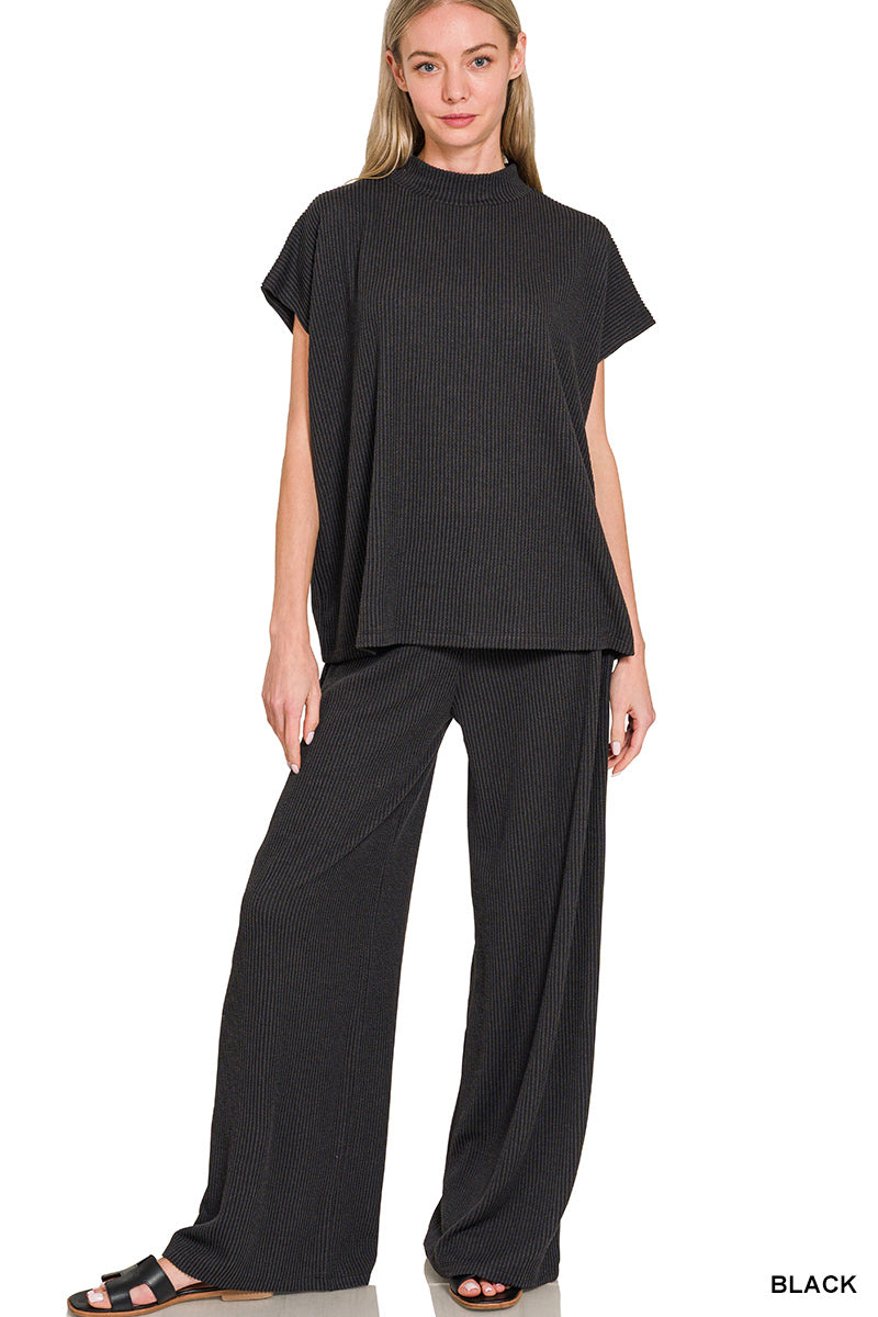 Raised Rib Short Sleeve Set