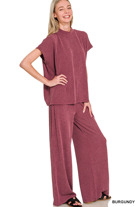 Raised Rib Short Sleeve Set