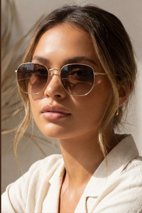 Geometric Shape Metal Framed Sunglasses