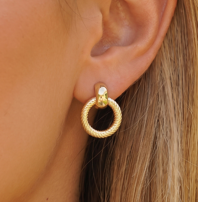 Gold Dipped Mini Door Knocker Earring