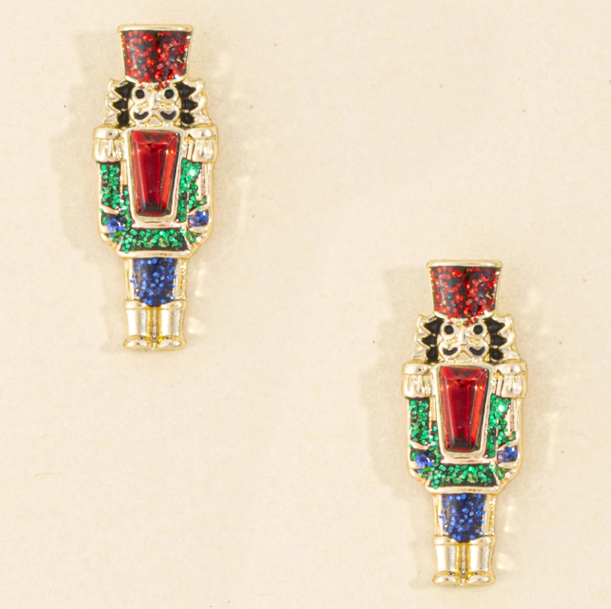 Christmas Crystal Nutcracker Earrings