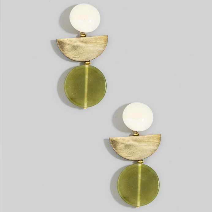 Stacked Geometric Disk Drop Earring