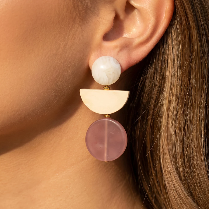 Stacked Geometric Disk Drop Earring