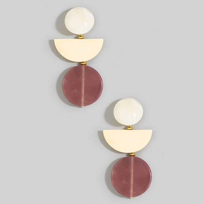 Stacked Geometric Disk Drop Earring