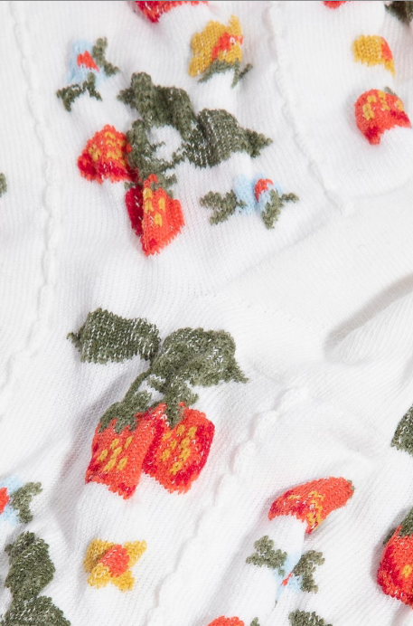 Strawberries and Flowers Crew Socks