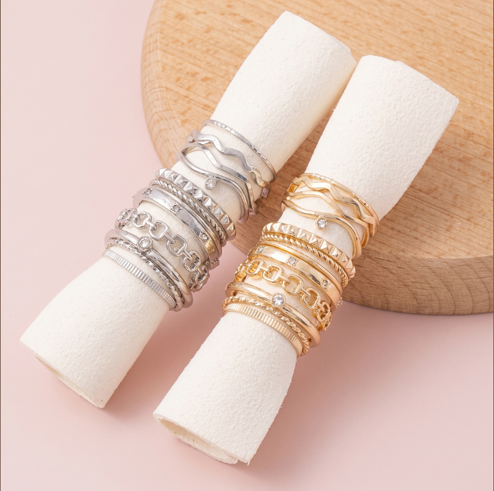 Wave and Chain Ring Stack Set