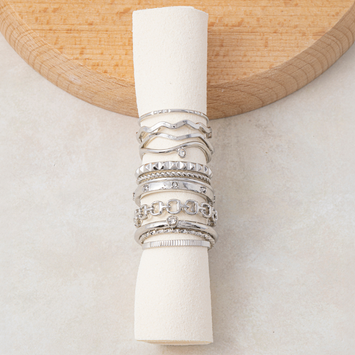 Wave and Chain Ring Stack Set