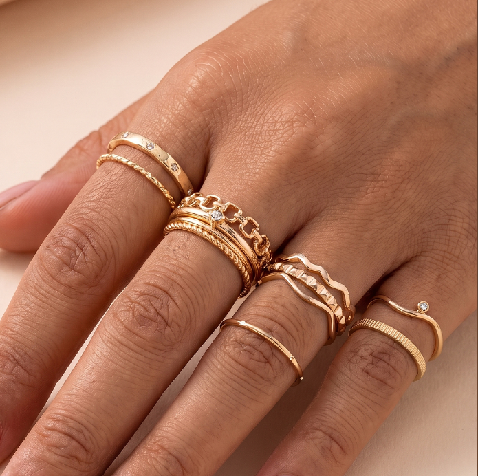 Wave and Chain Ring Stack Set