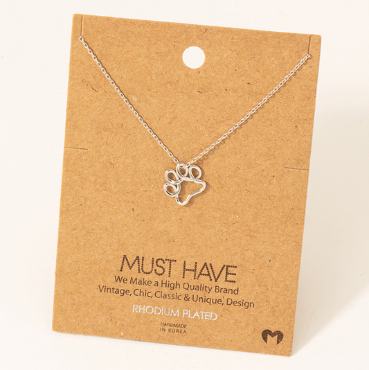 Wire Paw Print Dainty Necklace