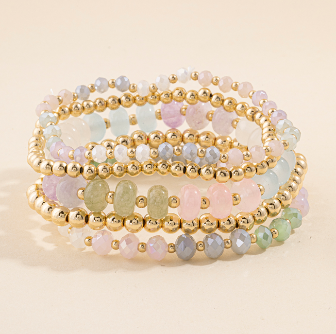 Set of 5 Stone and Bead Bracelet Set