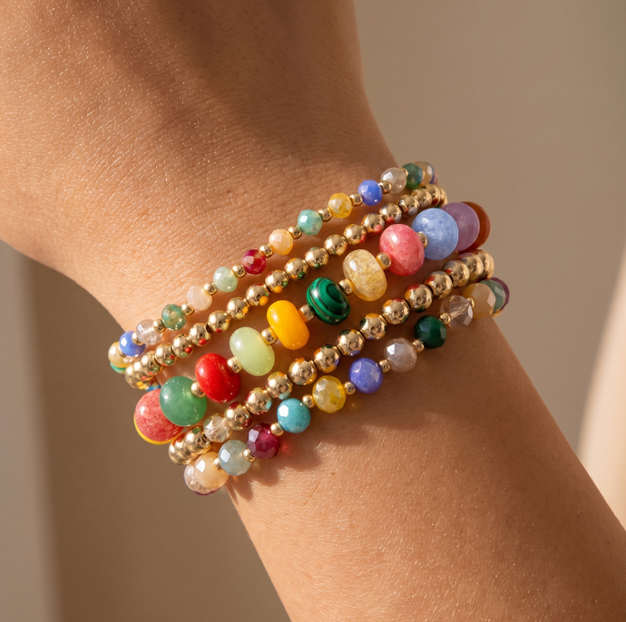 Set of 5 Stone and Bead Bracelet Set
