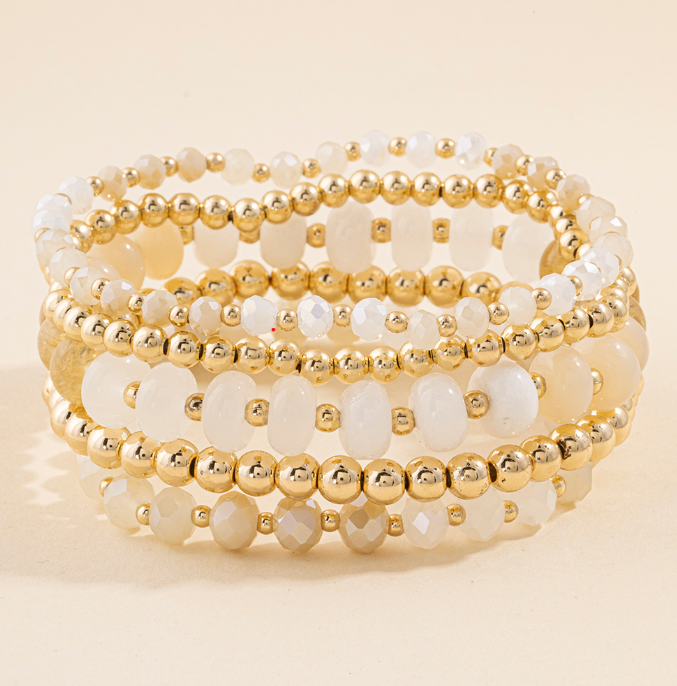 Set of 5 Stone and Bead Bracelet Set