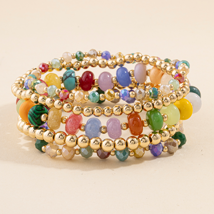 Set of 5 Stone and Bead Bracelet Set