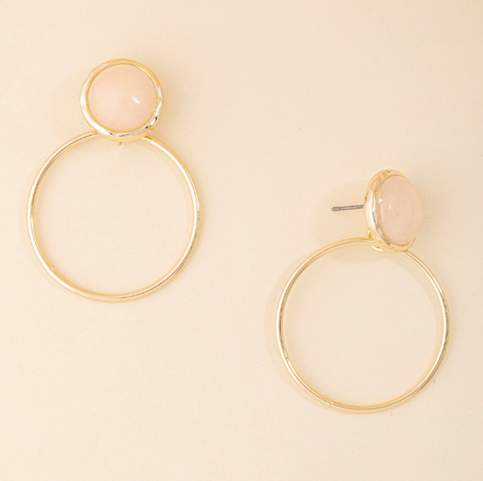Semi Precious Stud with Open Hoop Earring