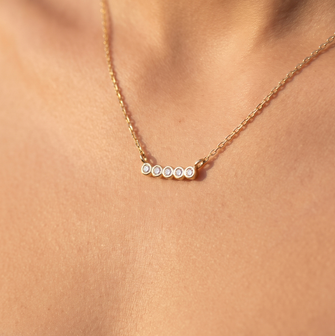 CZ Stone Bar Dainty Necklace