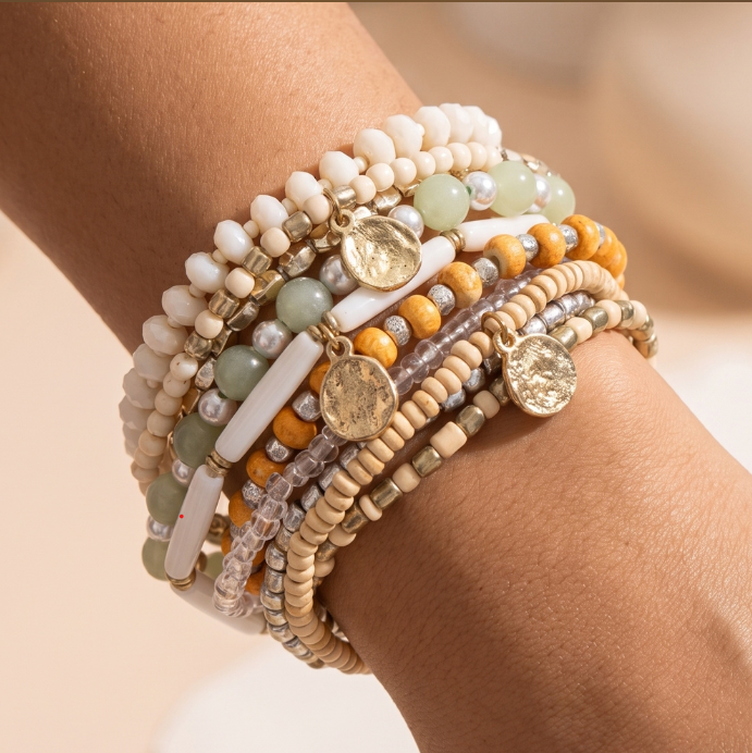 Boho Coin and Charm Bracelet Set