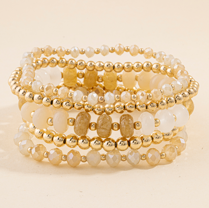 Set of 5 Stone and Bead Bracelet Set