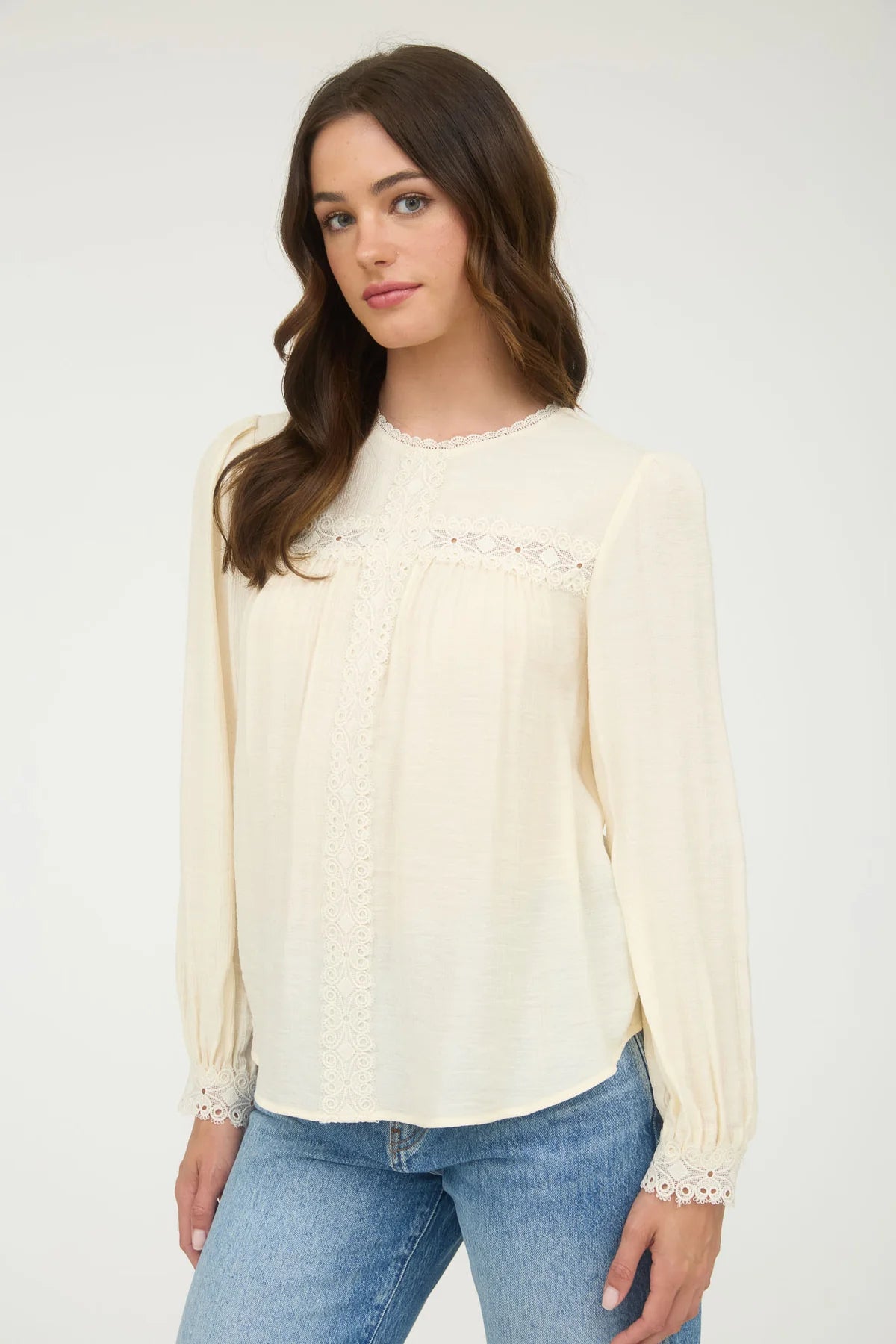 Lace Detail Long Sleeve Blouse