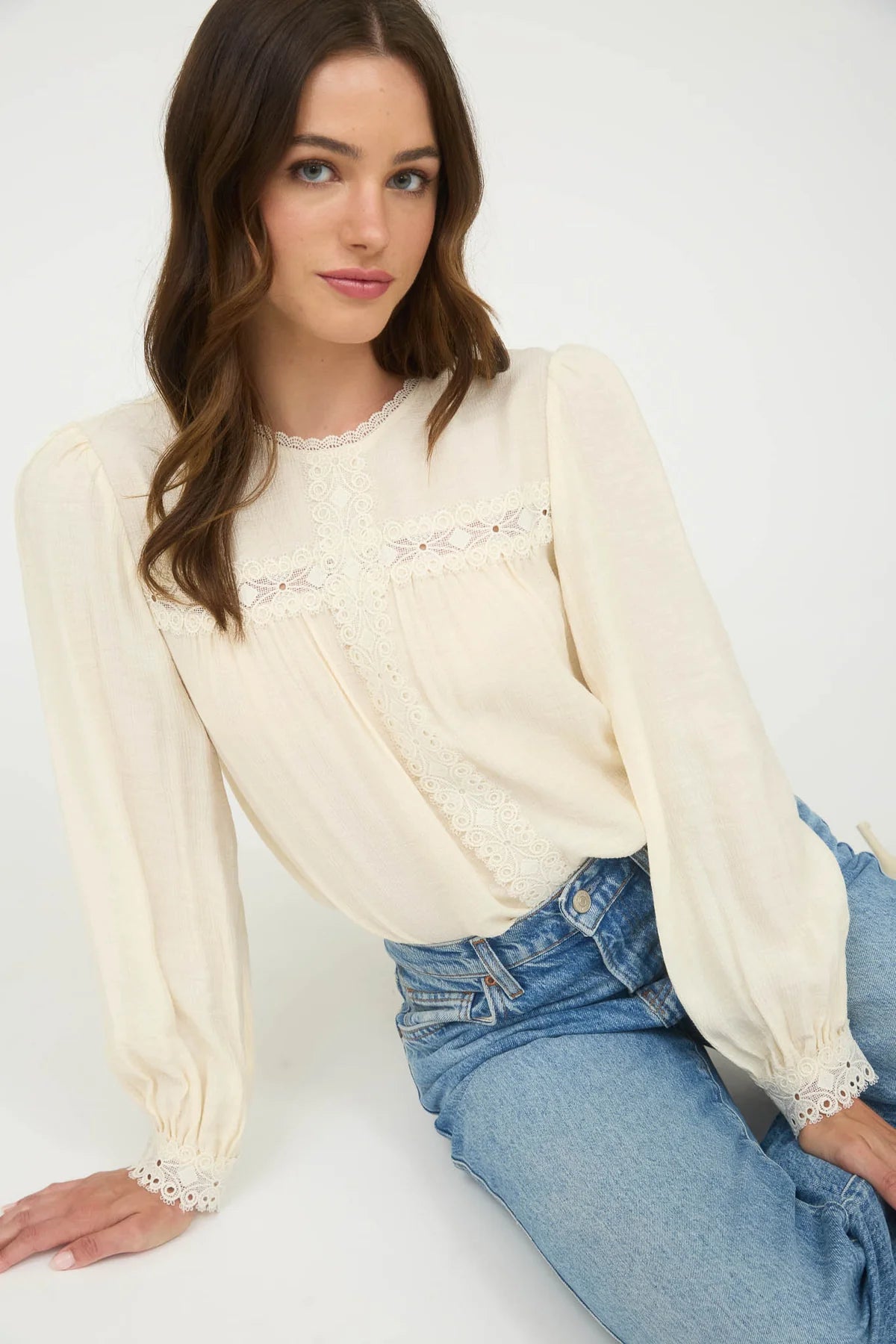 Lace Detail Long Sleeve Blouse