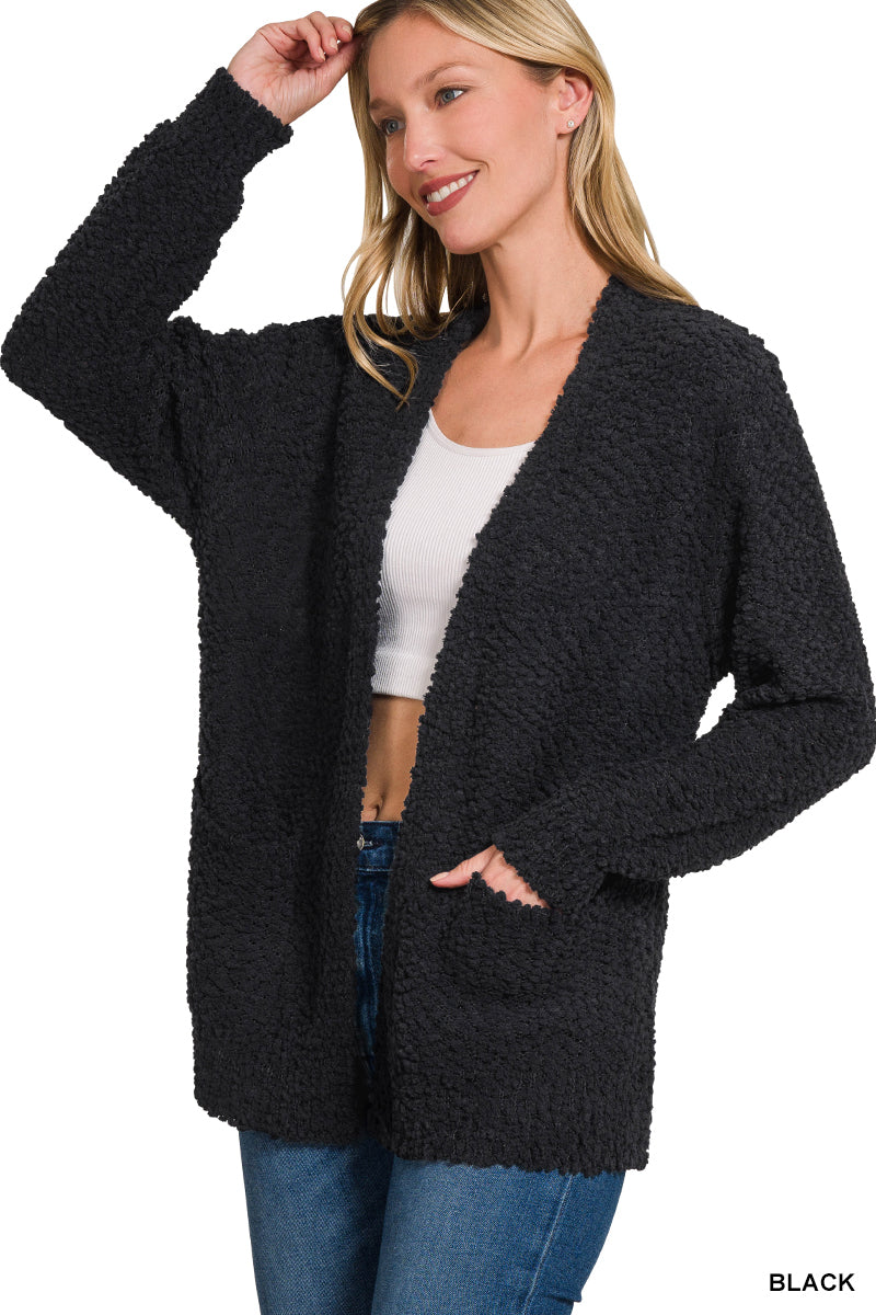 Plush Popcorn Cardigan Sweater