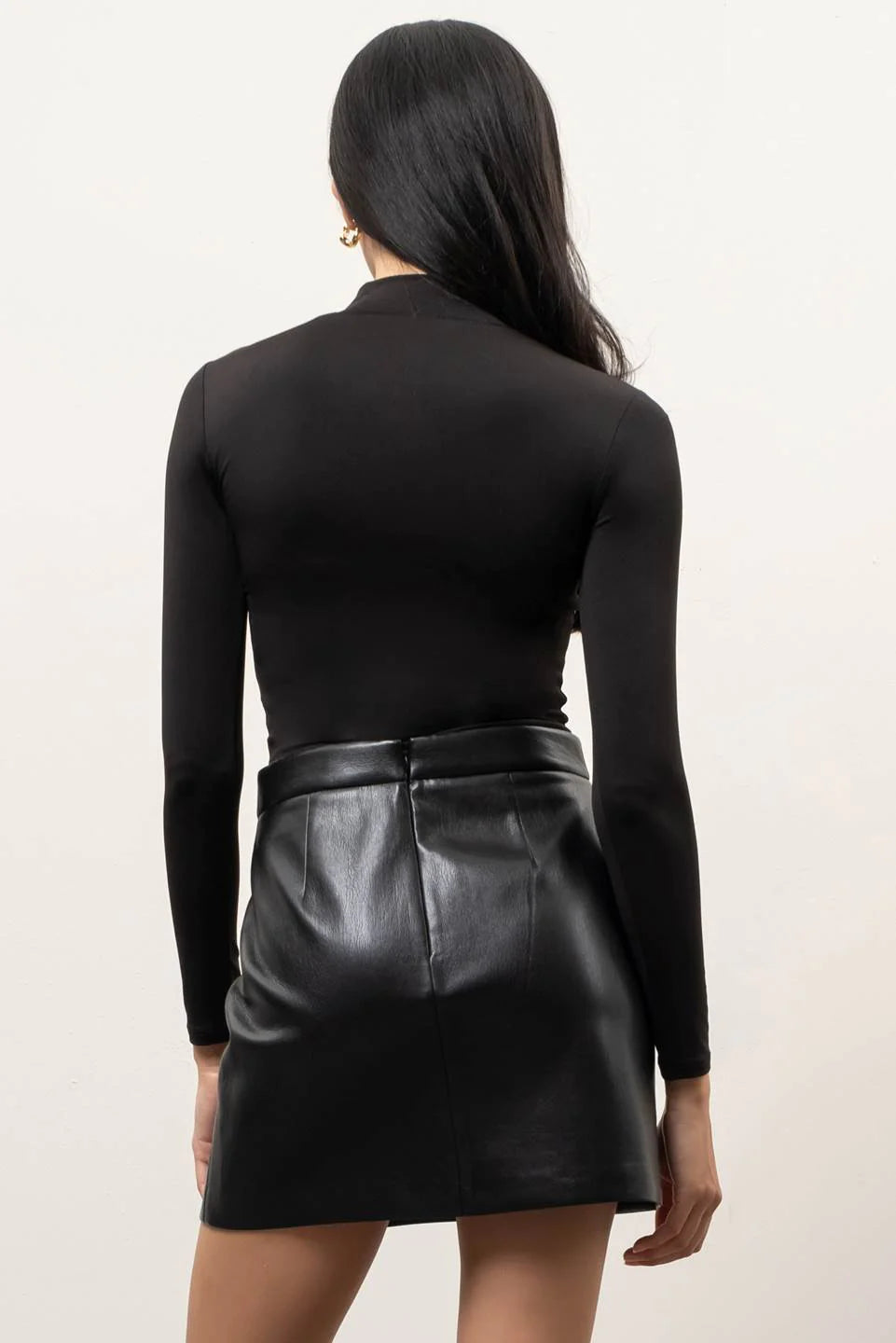 Solid Mock Neck Long Sleeve Tee