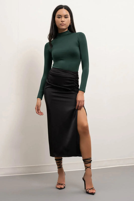 Solid Mock Neck Long Sleeve Tee