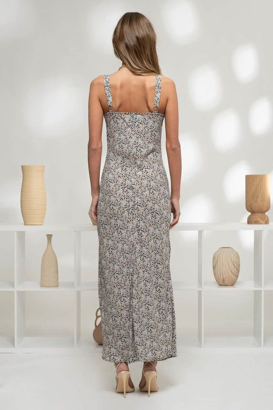 A Line Floral Print Midi Dress