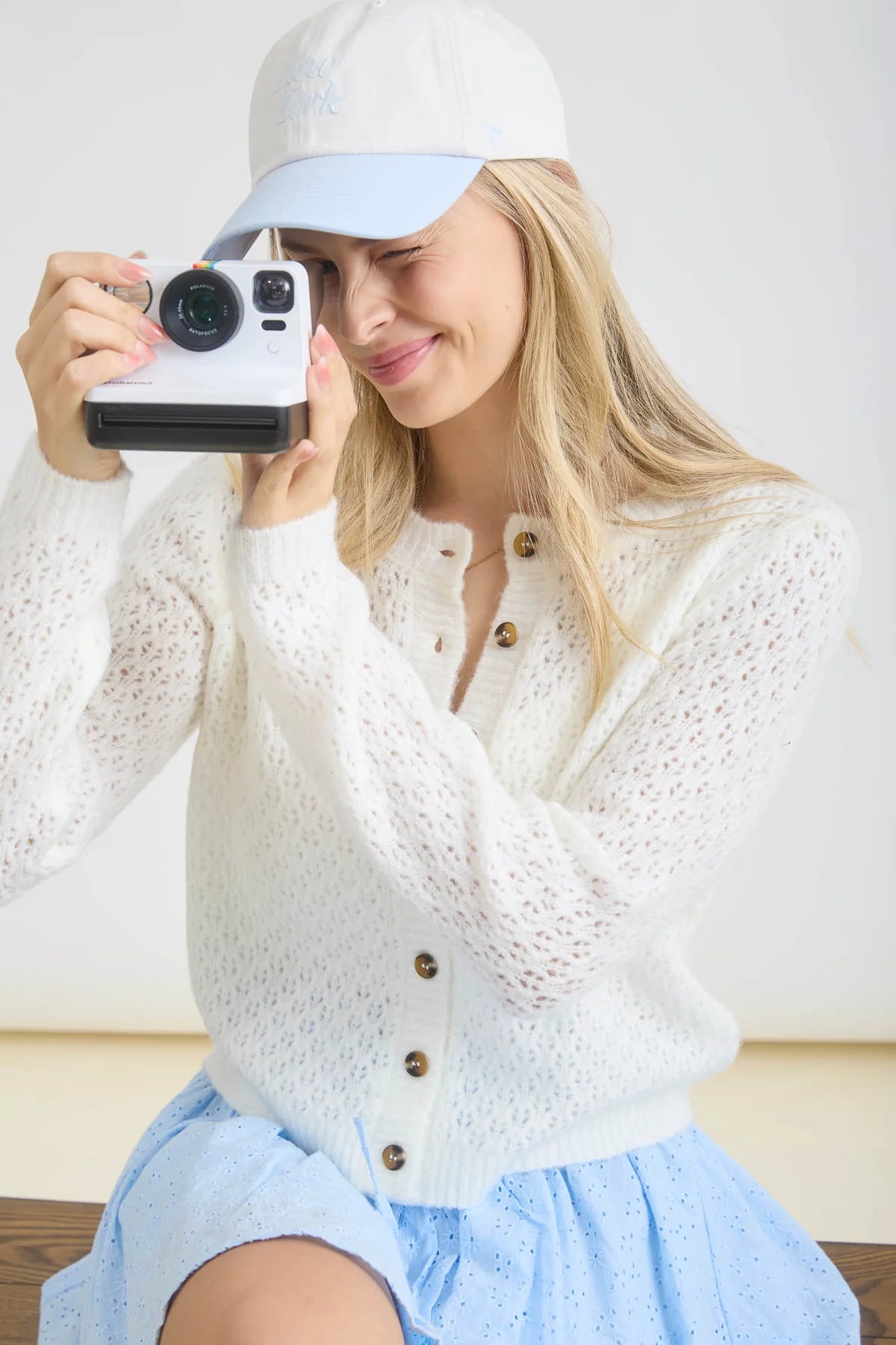 Eyelet Pattern Button Down Cardigan