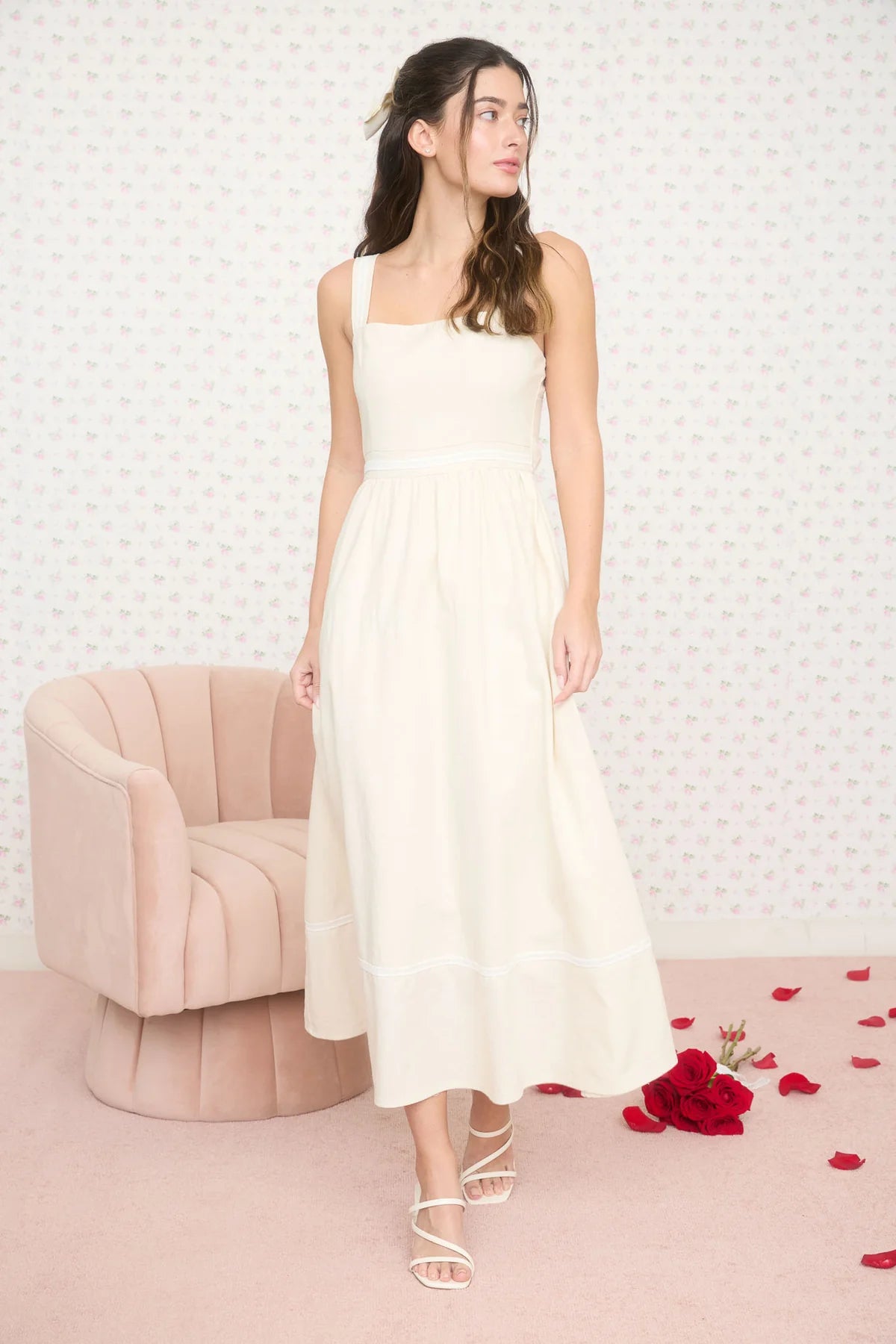Lace Trim Cami Midi Dress