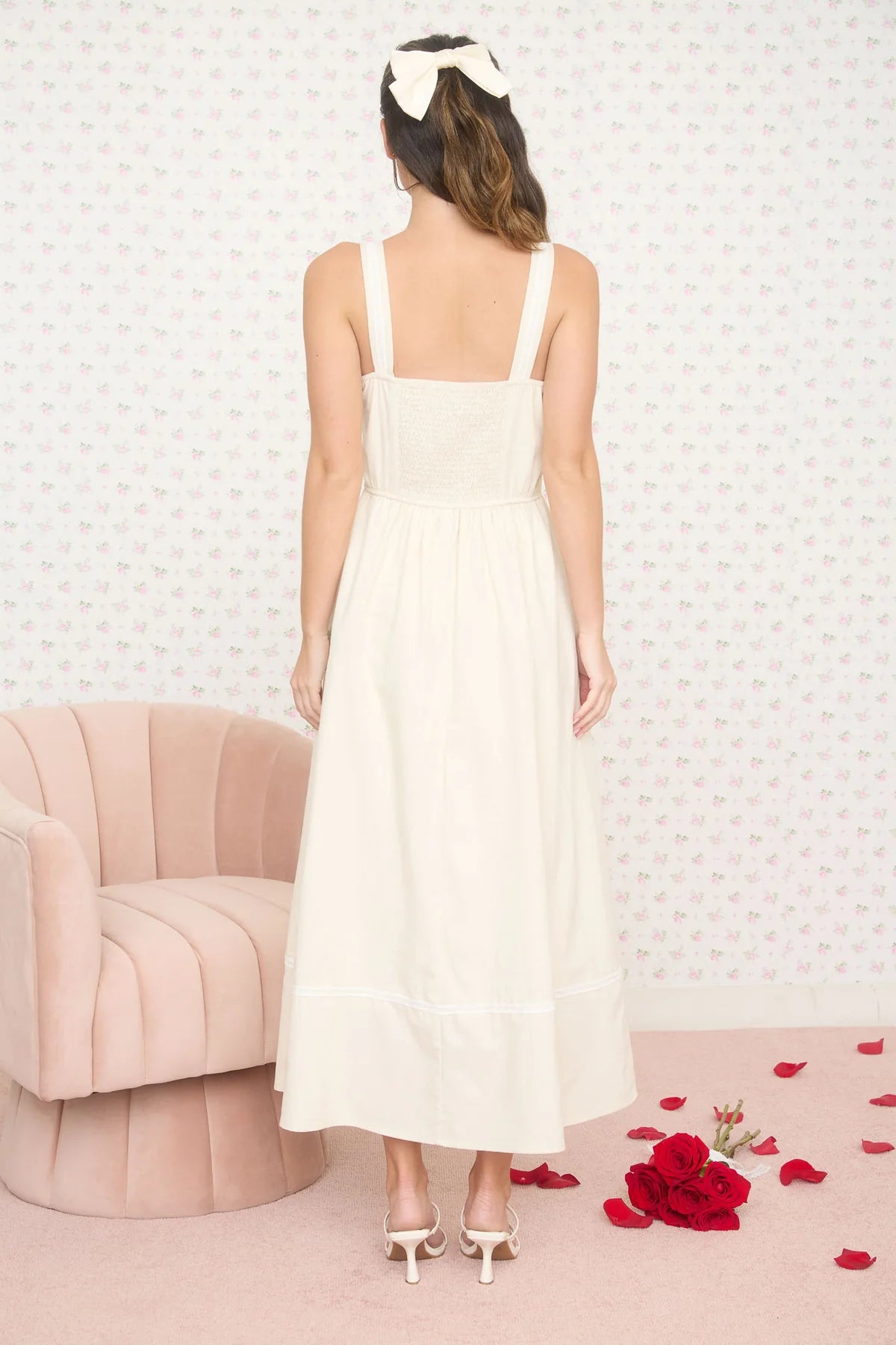 Lace Trim Cami Midi Dress