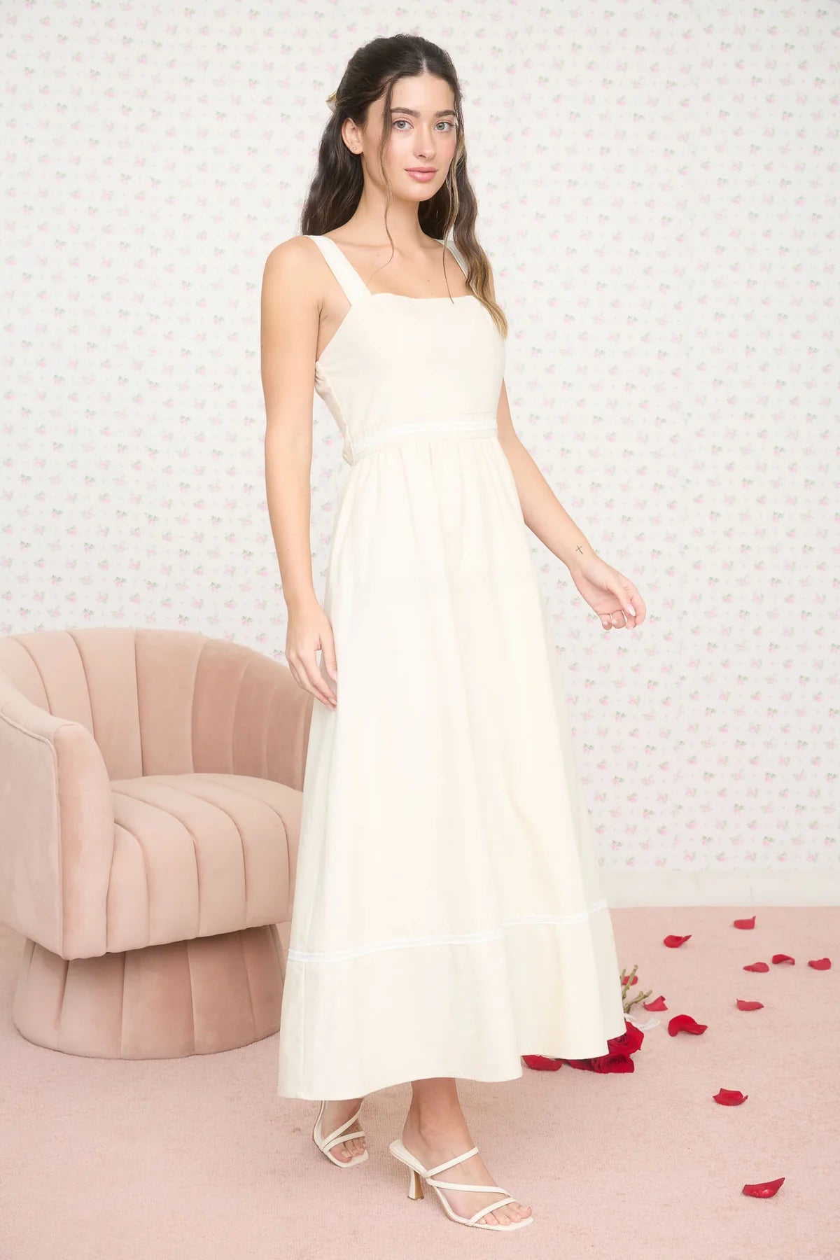 Lace Trim Cami Midi Dress