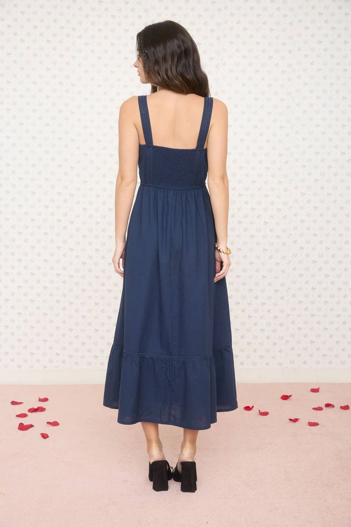 Lace Trim Cami Midi Dress