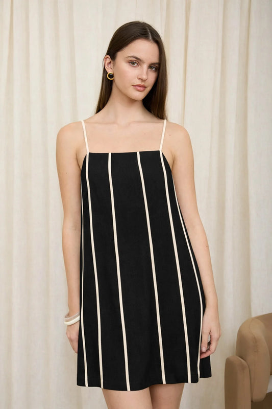 Contrast Stripe Spaghetti Strap Mini Dress