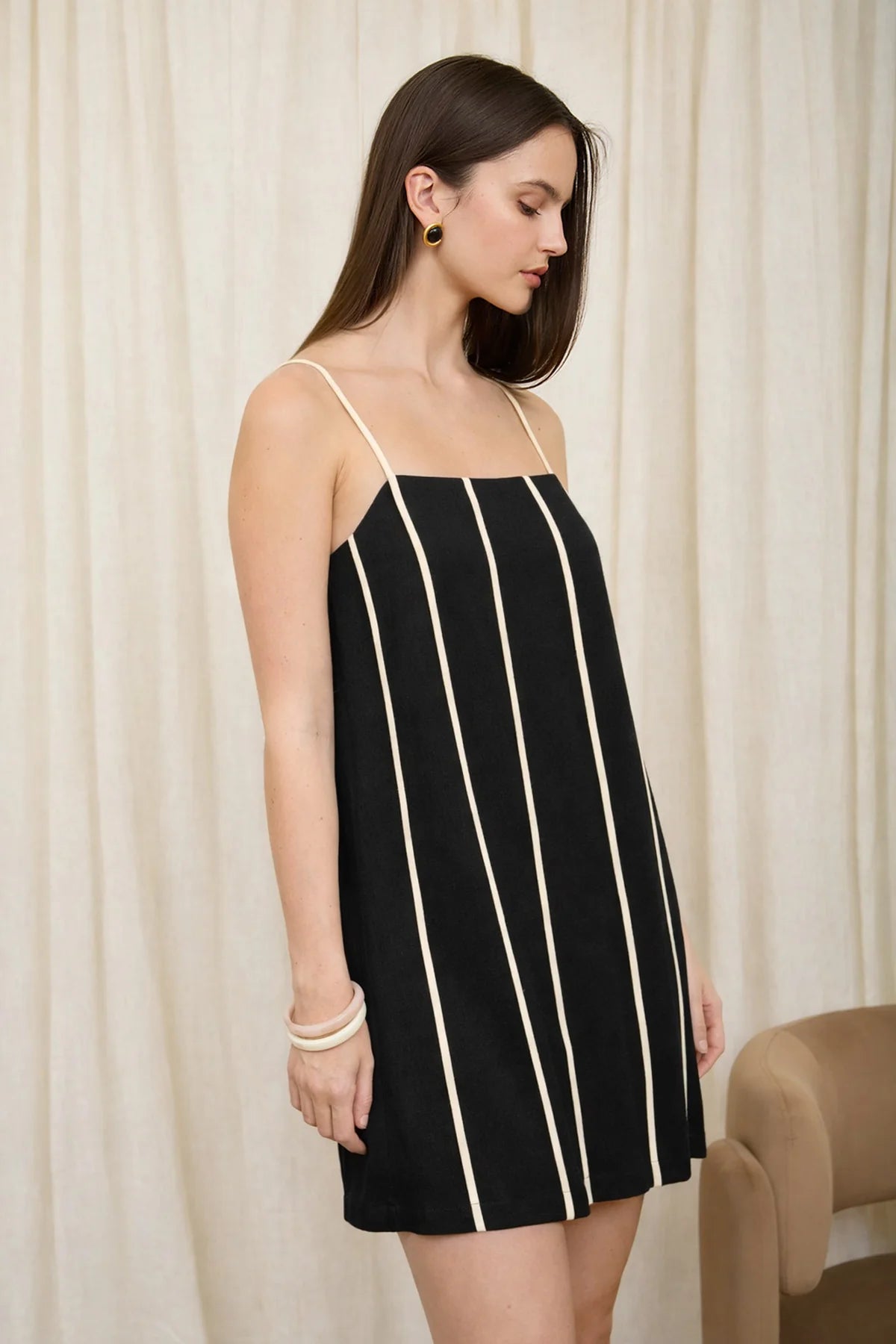 Contrast Stripe Spaghetti Strap Mini Dress