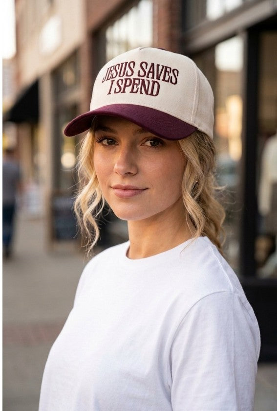Jesus Saves- I Spend Two Toned Hat