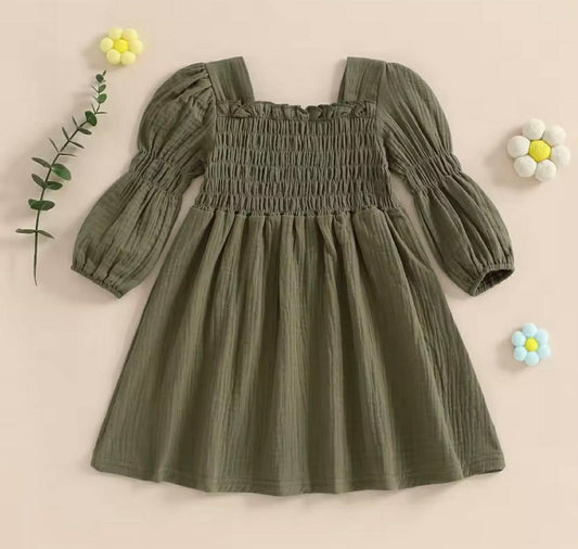 Kids Linen Style Babydoll Dress