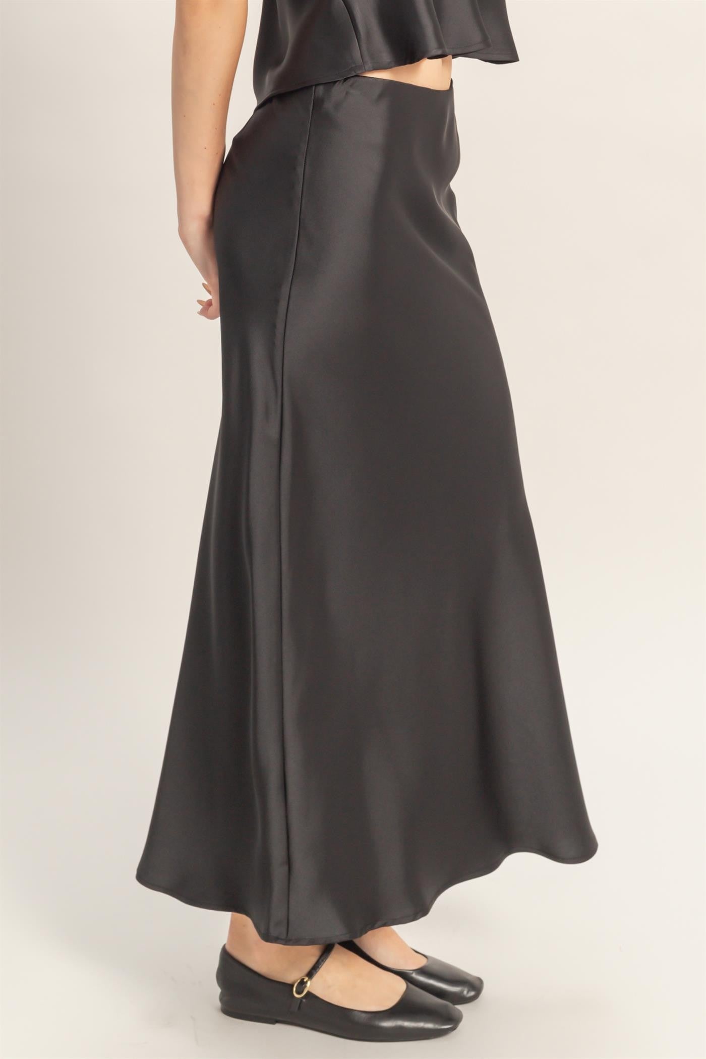 Satin Feel Midi Skirt