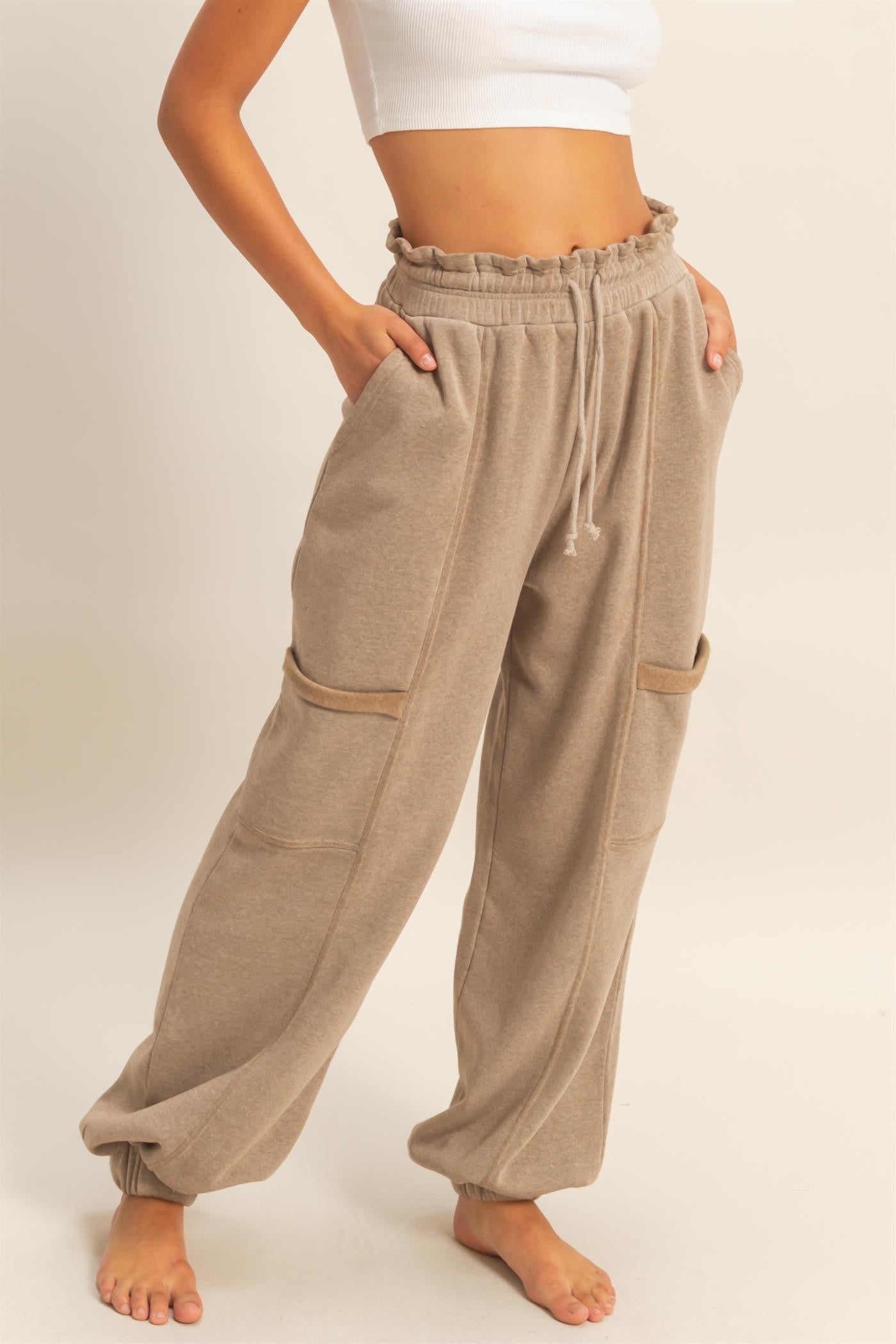 Ruffle Waist Jogger Sweatpants