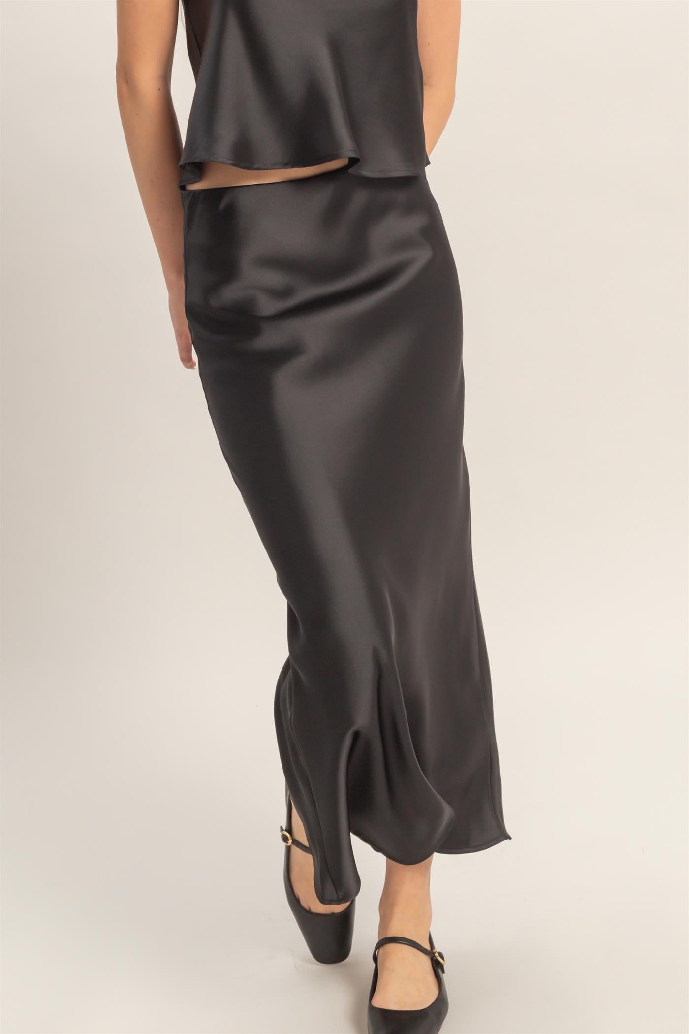 Satin Feel Midi Skirt