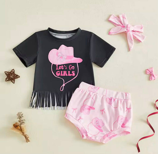 Kids Let's Go Girls Fringe Top and Shorts Set
