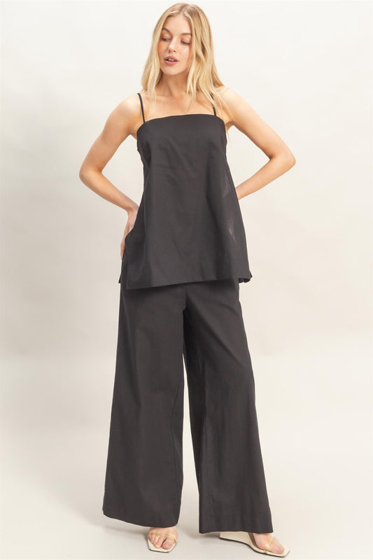 Spaghetti Top and Wide Leg Pant Set