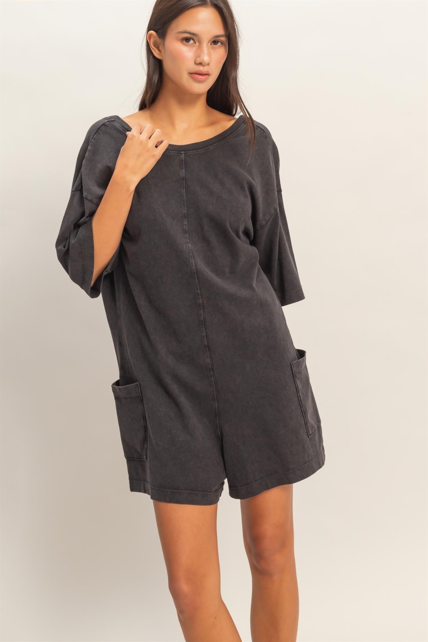 Mineral Wash V Back Romper