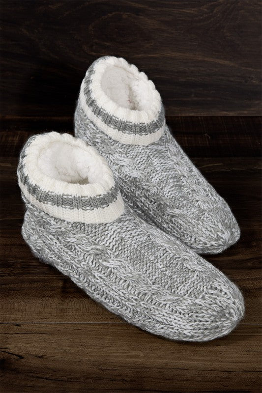 Knit and Faux Fur Slipper