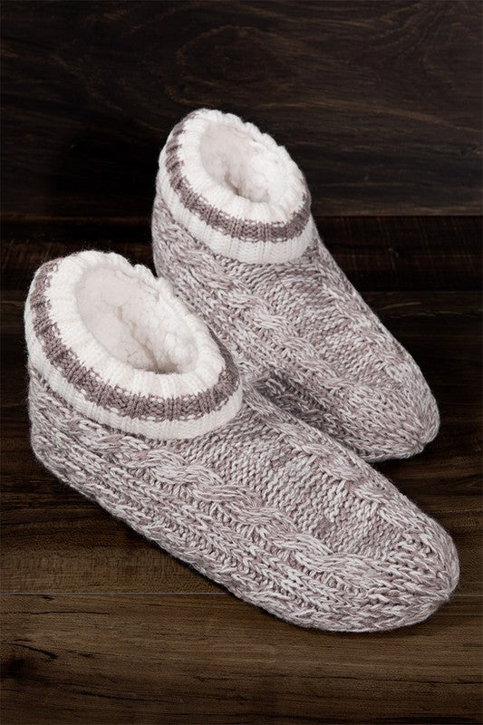 Knit and Faux Fur Slipper