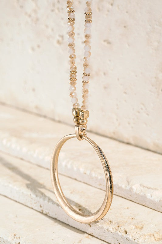 Glass Beaded Circle Pendent Necklace